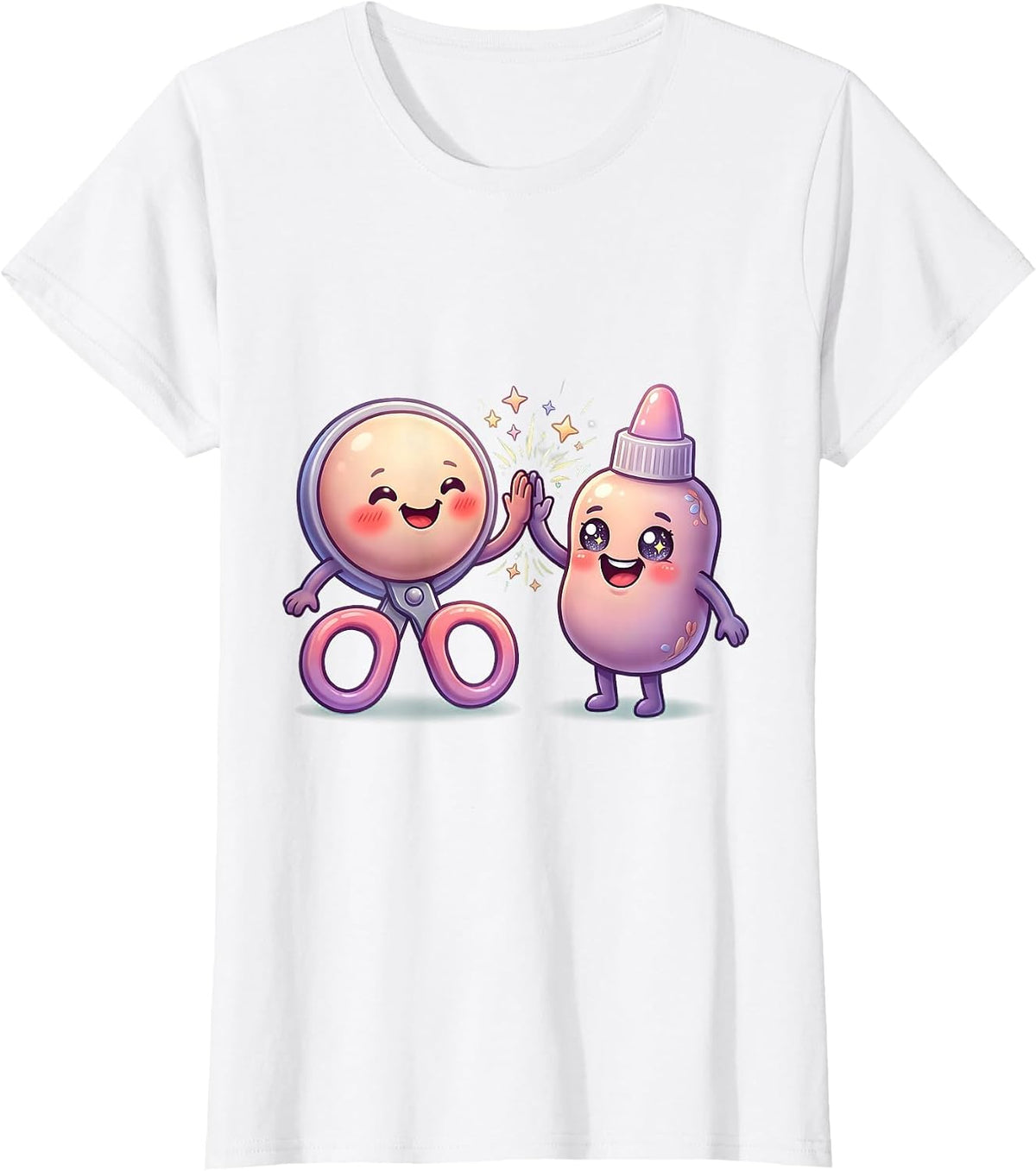 Funny 5th Grade Teacher Scissors Glue High Five T-Shirt - White