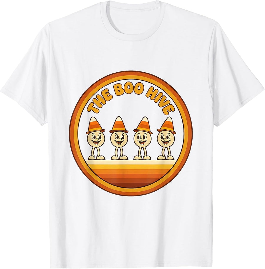 Men's The Boo Hive Retro 70s Halloween Dental Hygienist Pun Humor T-Shirt - White