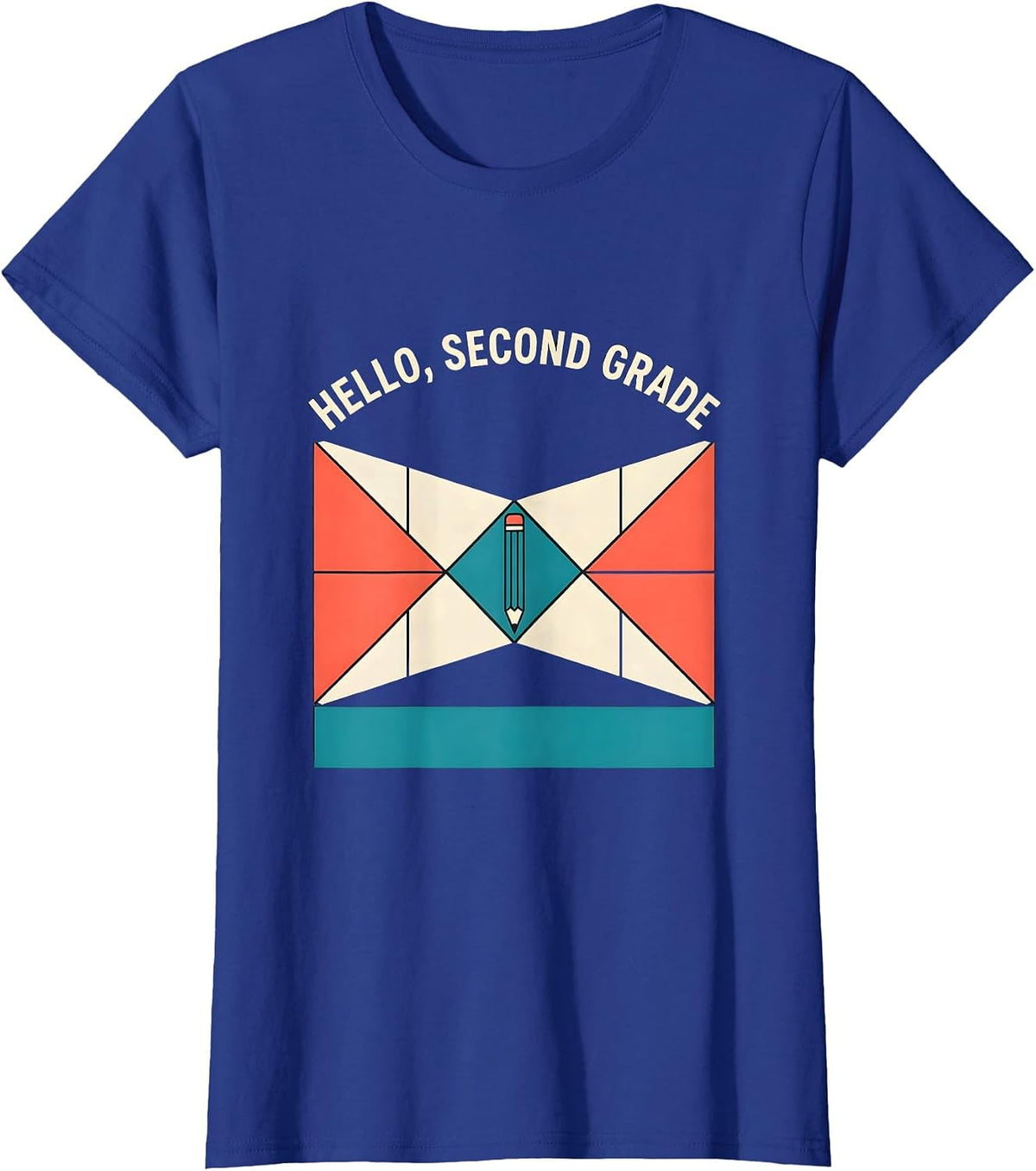 Women's Hello, Second Grade Coquette Bow Back to School Pencil T-Shirt - Royal Blue