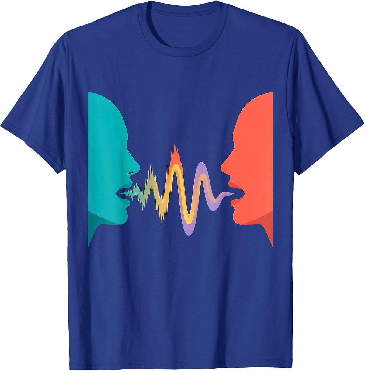 Men's Speech Therapy Sound Wave Profile Illustration T-Shirt - Royal Blue