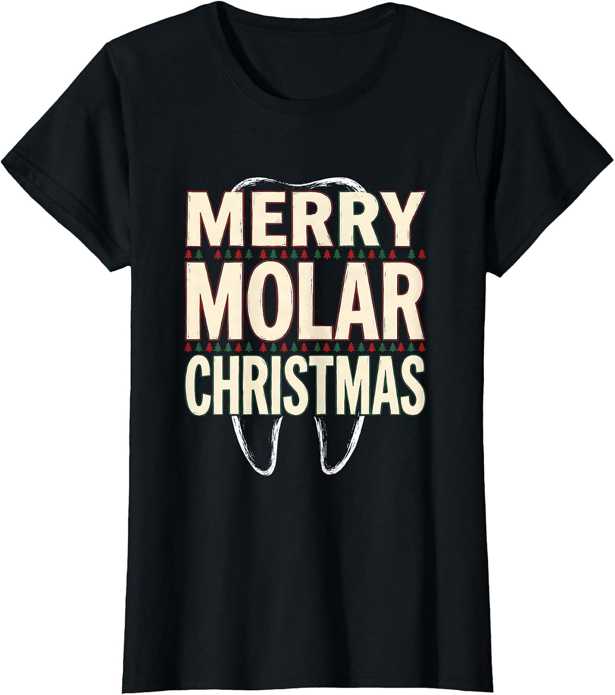 Merry Molar Christmas Funny Dentist Dental Hygienist Dental T-Shirt - Black