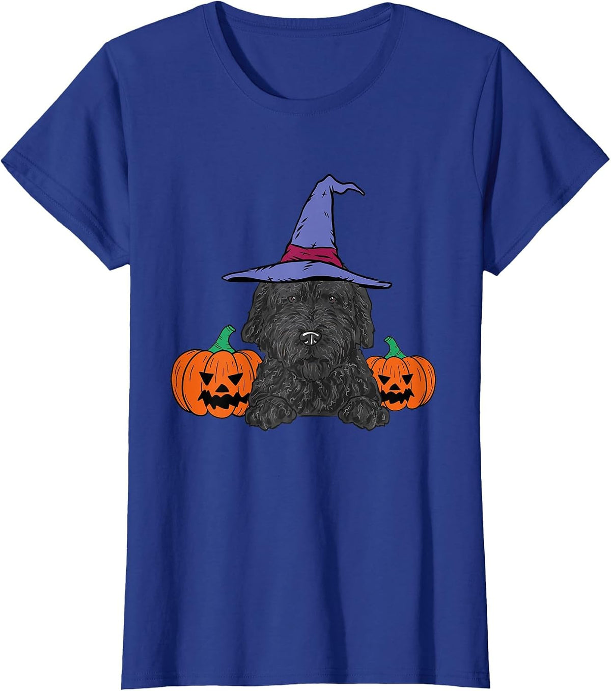 Black Goldendoodle Halloween Doodle Dog T-Shirt - Royal Blue