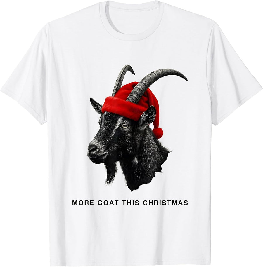 Men's More Goat This Christmas Funny Goat Lover Holiday Humor T-Shirt - White