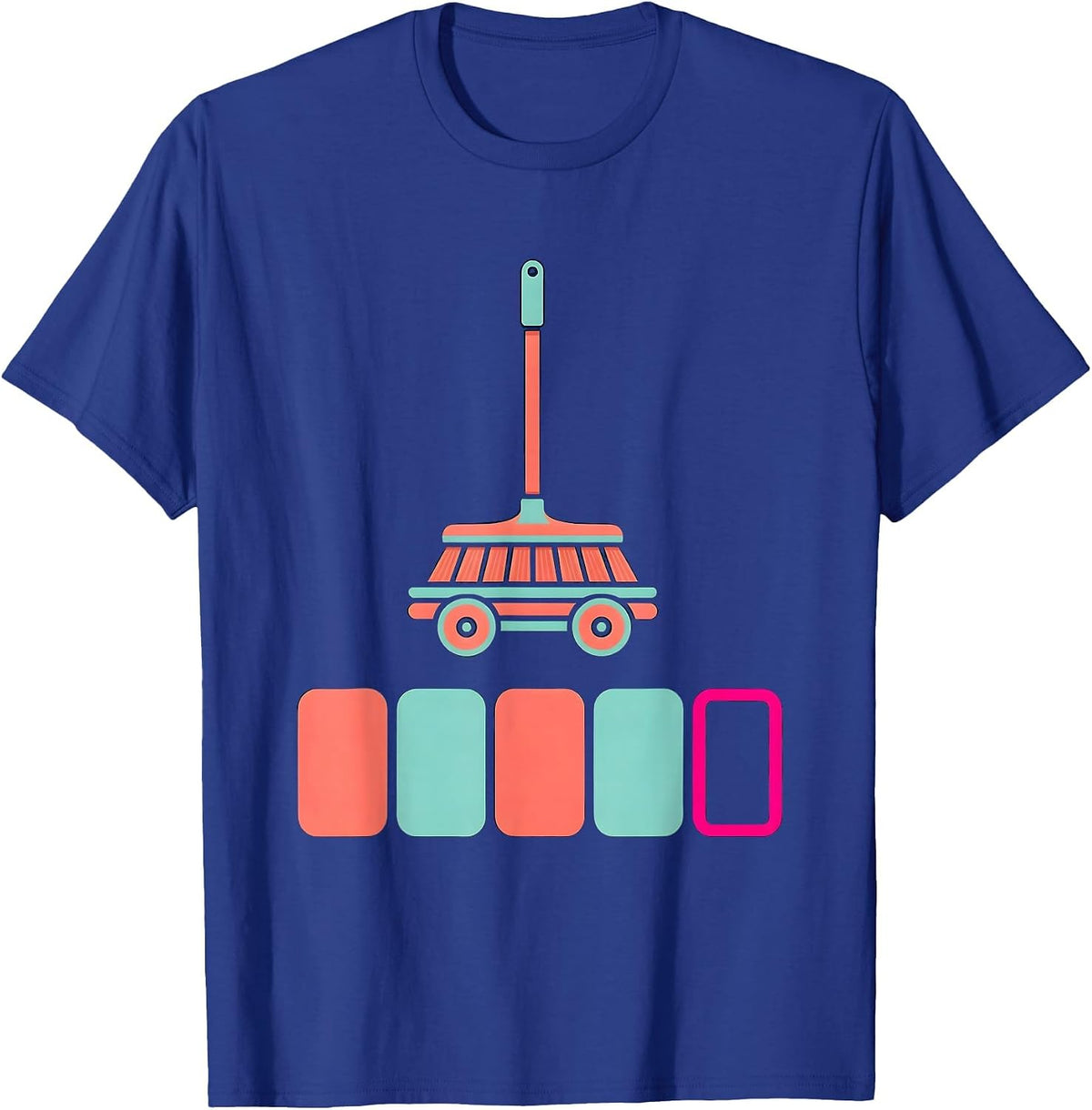 Janitor Push Broom Meter Bars Retro Custodian Appreciation T-Shirt - Royal Blue