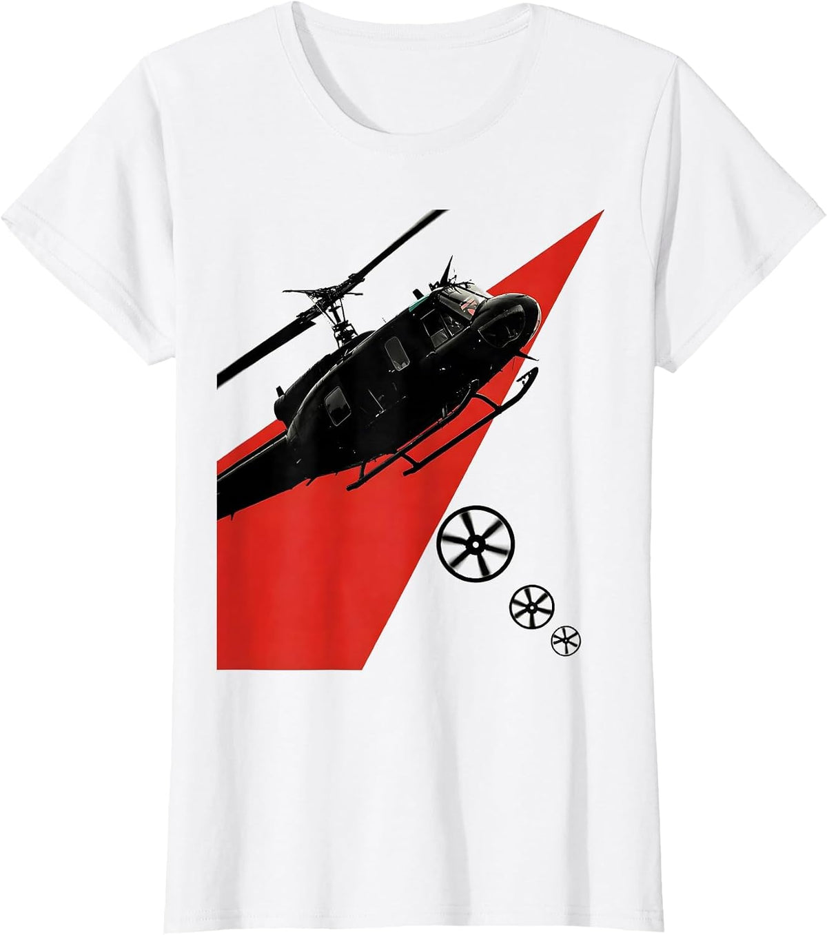 Huey Helicopter Silhouette Military Veteran Aviation Pride T-Shirt - White