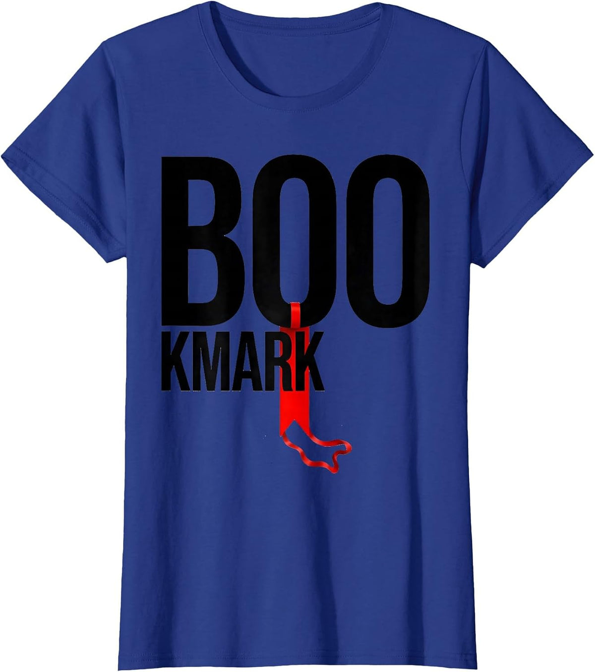 Women's Boo-kmark Whimsical Bookish Ghost Reading Halloween Teacher T-Shirt - Royal Blue