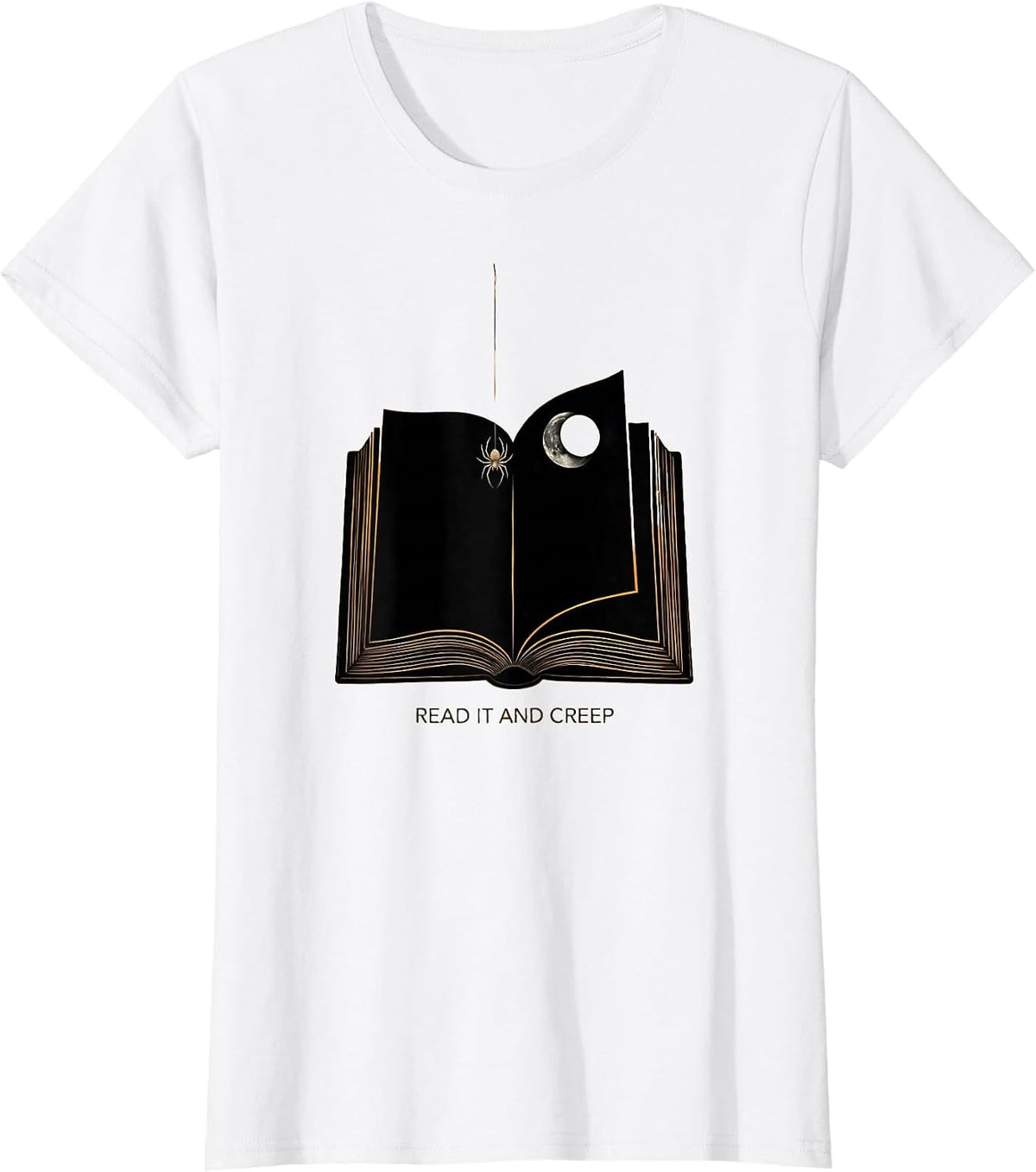 Read It And Creep Minimalist Halloween Bookworm Reading T-Shirt - White