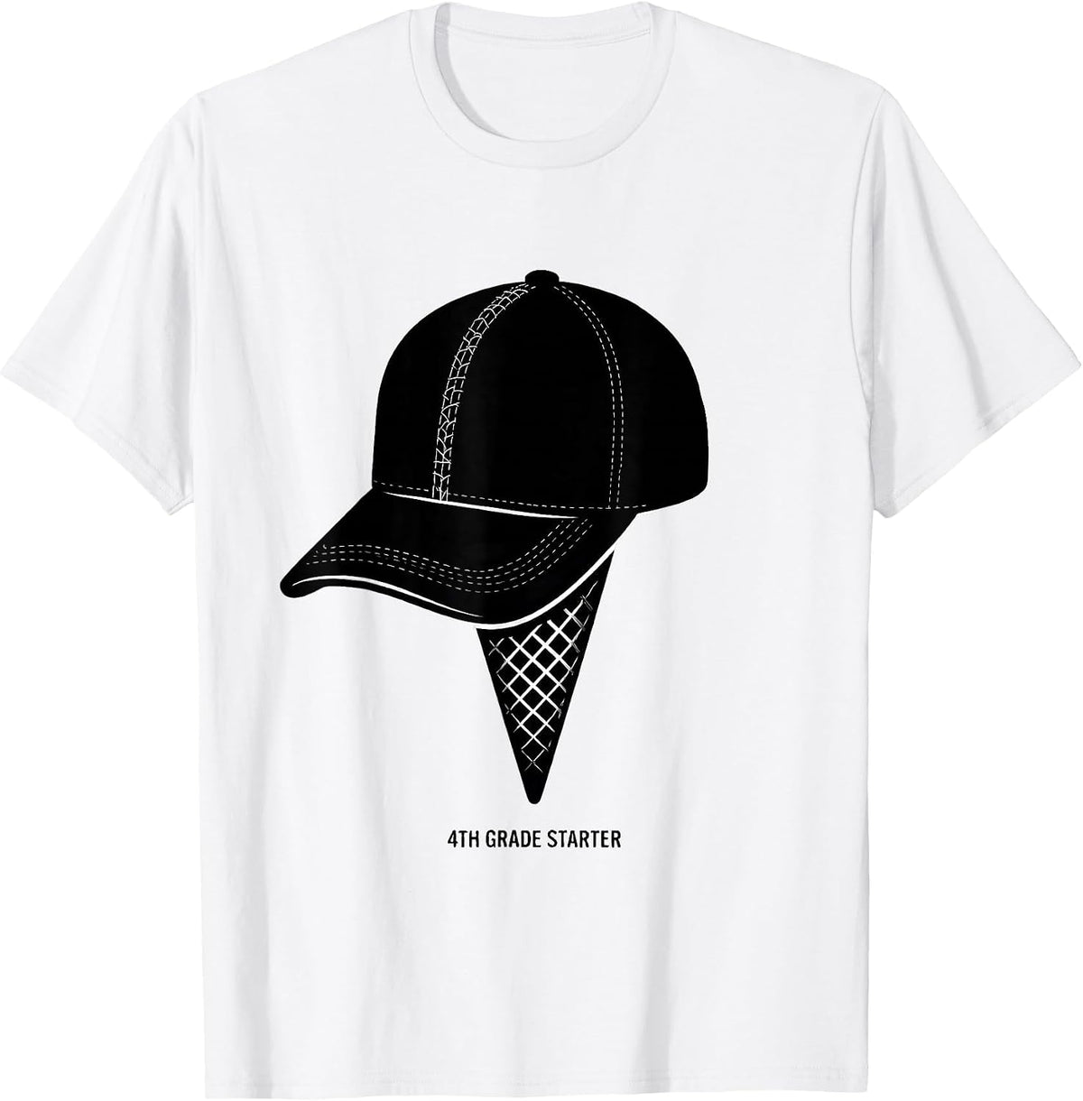 Men's 4th Grade Starter Back To School Baseball Ice Cream Game T-Shirt - White