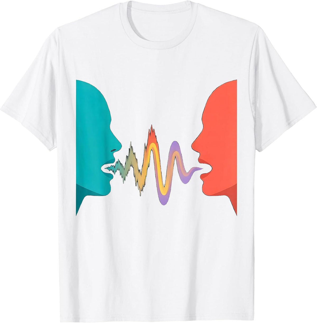 Men's Speech Therapy Sound Wave Profile Illustration T-Shirt - White