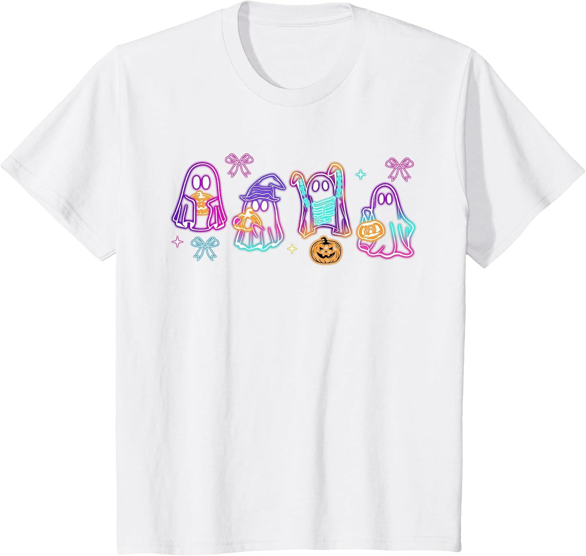 Funny Spooky Season Cute Boo Ghost Glow in Halloween Night T-Shirt - White