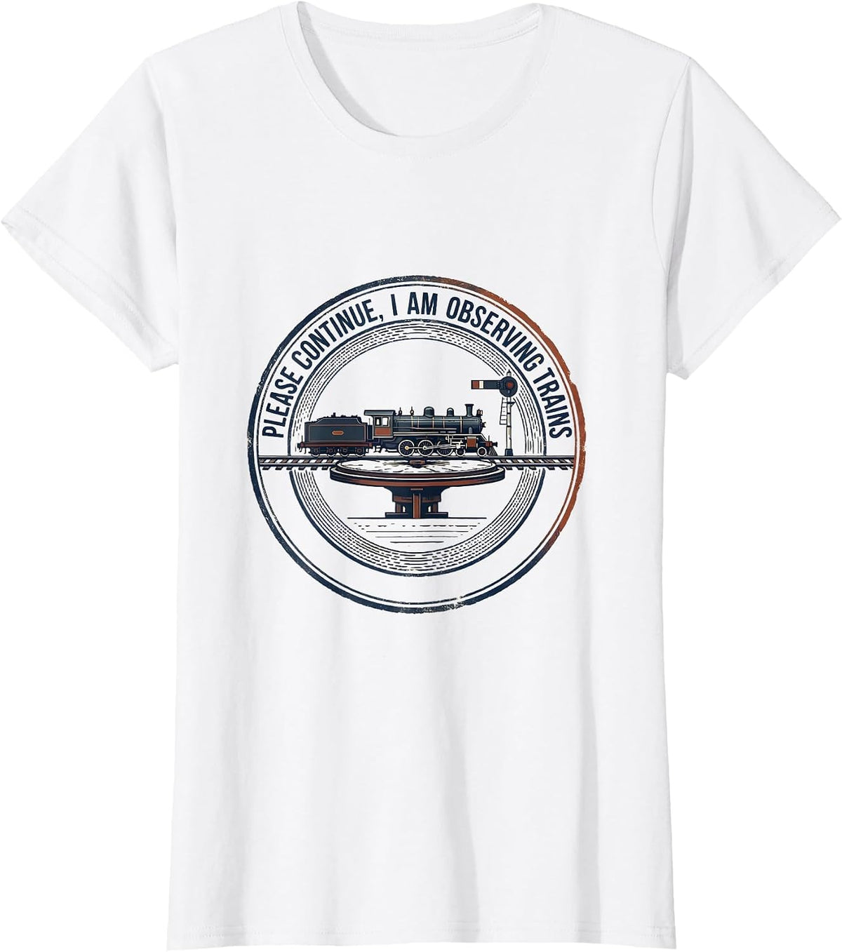 Women's Please Continue, I Am Observing Trains Vintage Train T-Shirt - White
