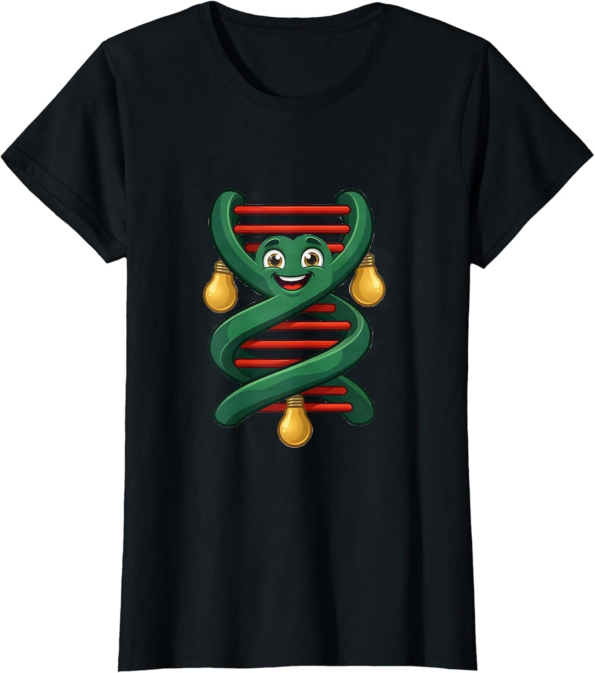 Women's DNA Garland Creature Science Teacher Christmas Humor T-Shirt - Black
