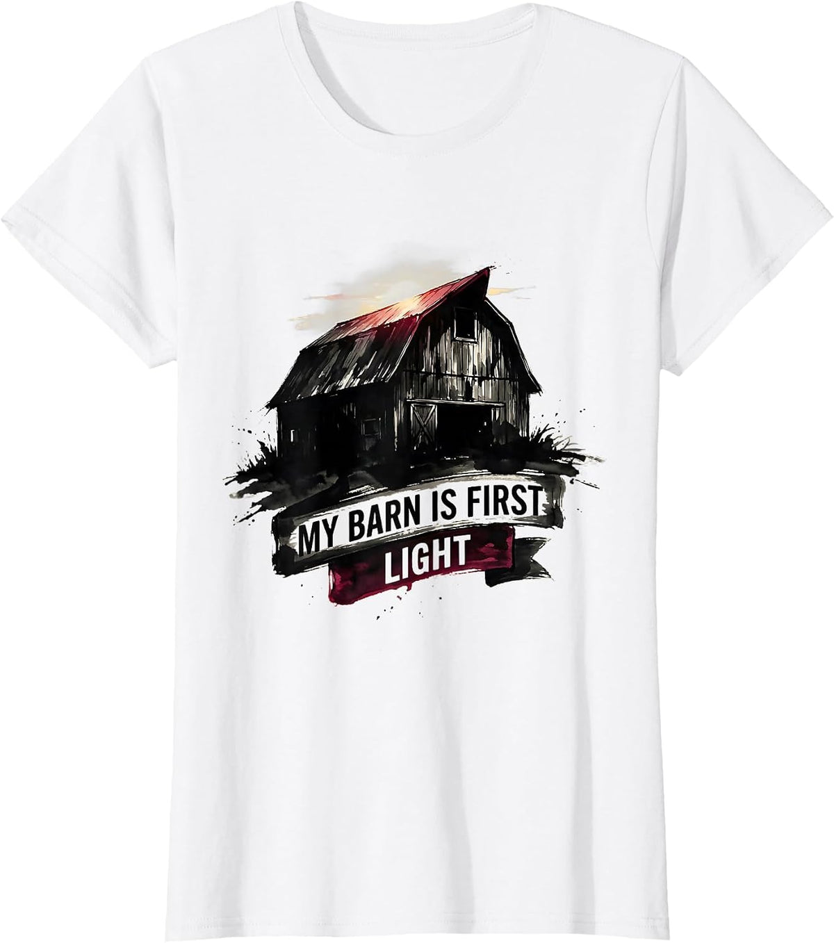 My Barn Is First Light Vintage Horse Lover Humor T-Shirt - White