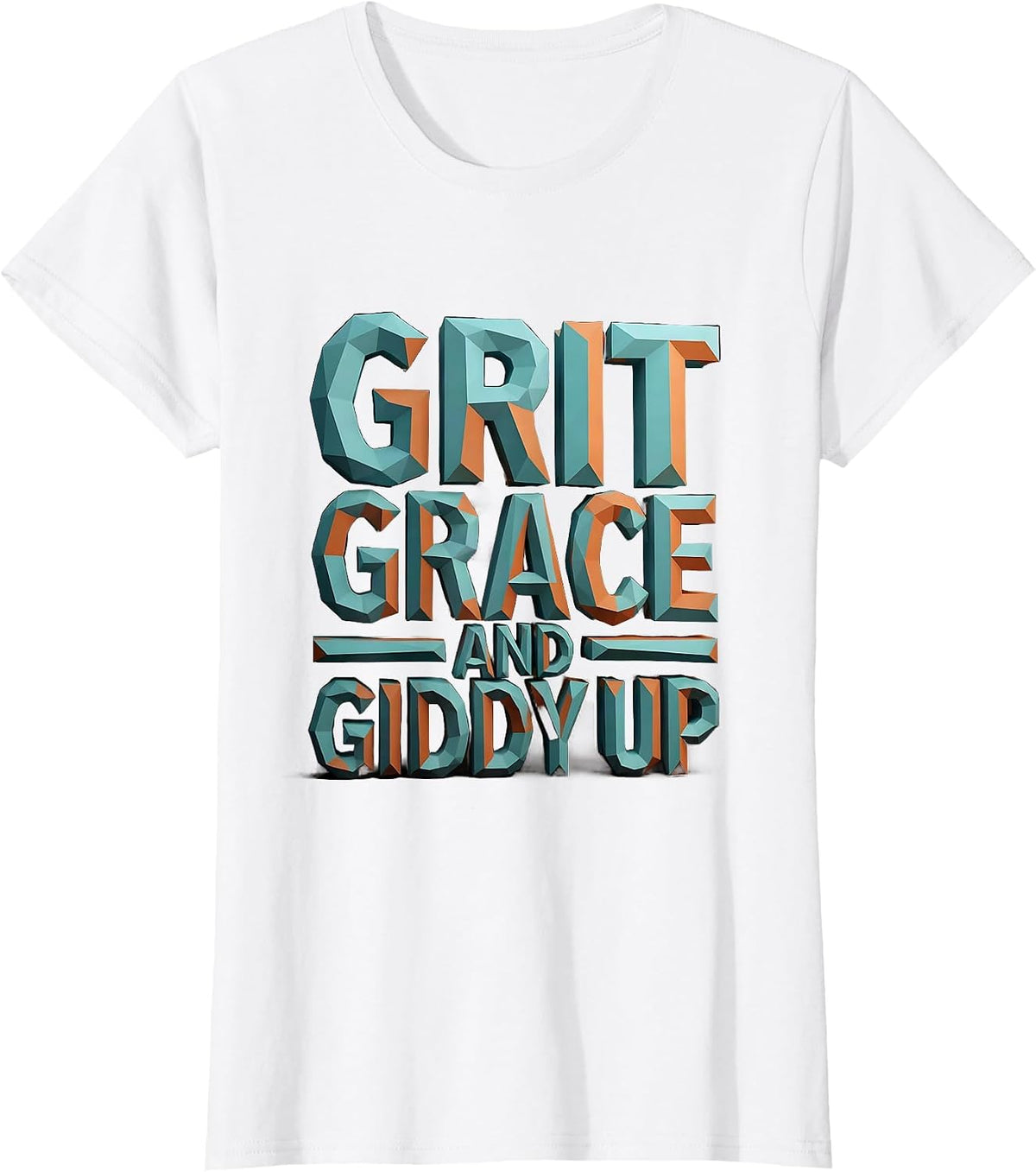 Grit Grace and Giddy Up Western Design T-Shirt - White