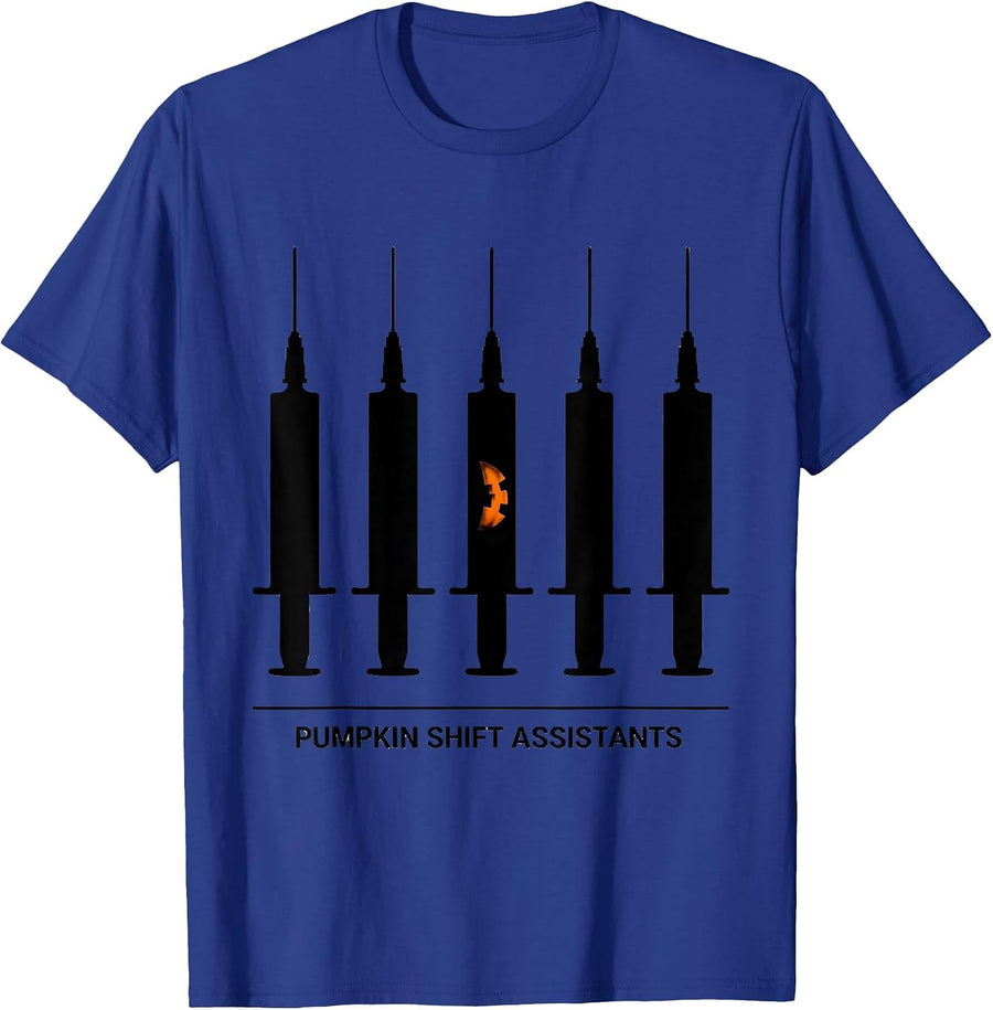 Pumpkin Shift Assistants Funny Dental Hygienist Halloween T-Shirt - Royal Blue