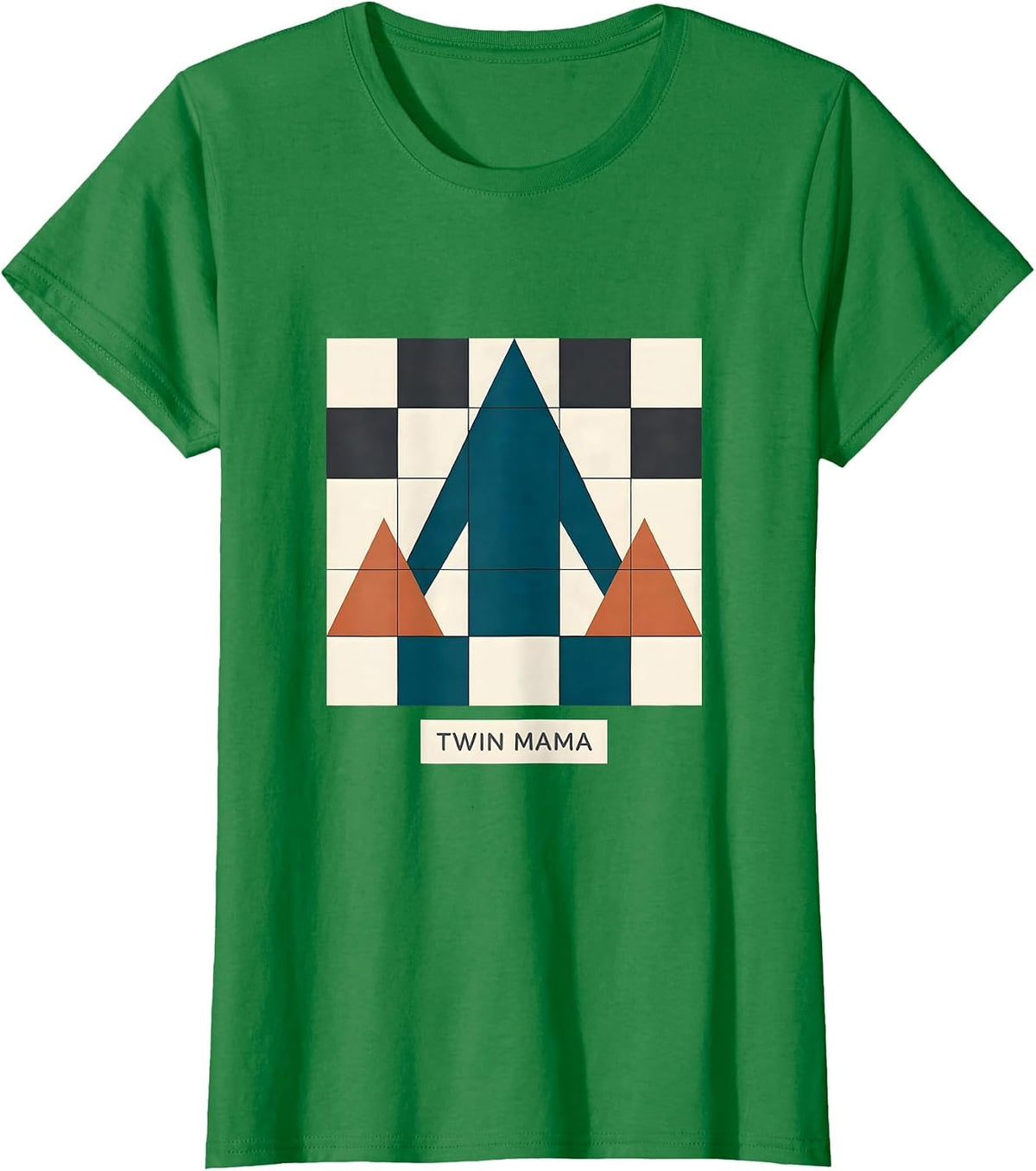 Twin Mama Quilt Block Patchwork Twin Mom Humor T-Shirt - Kelly Green