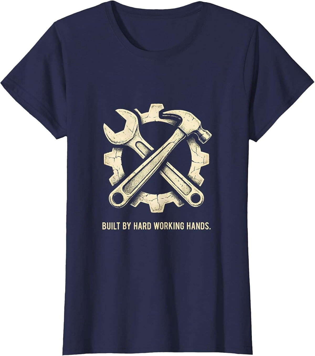 Women's Built by Hard Working Hands Labor Day Design T-Shirt - Navy Blue