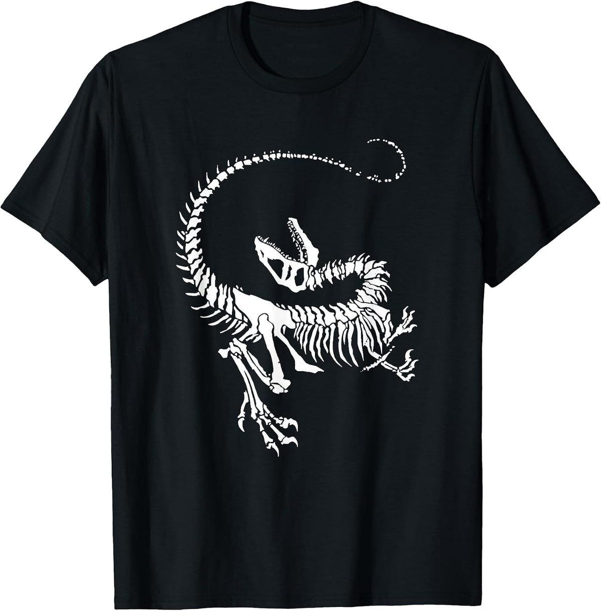 Velociraptor Dinosaur Fossil Skeleton Paleontology T-Shirt - Black
