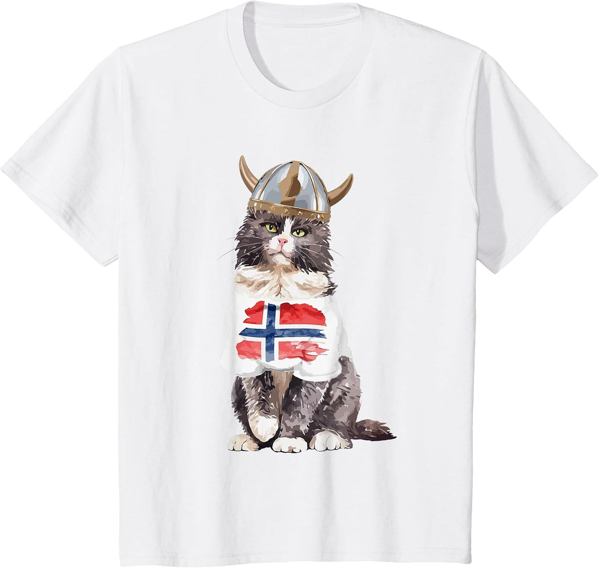 Norwegian Forest Cat Norway Flag T-Shirt - White