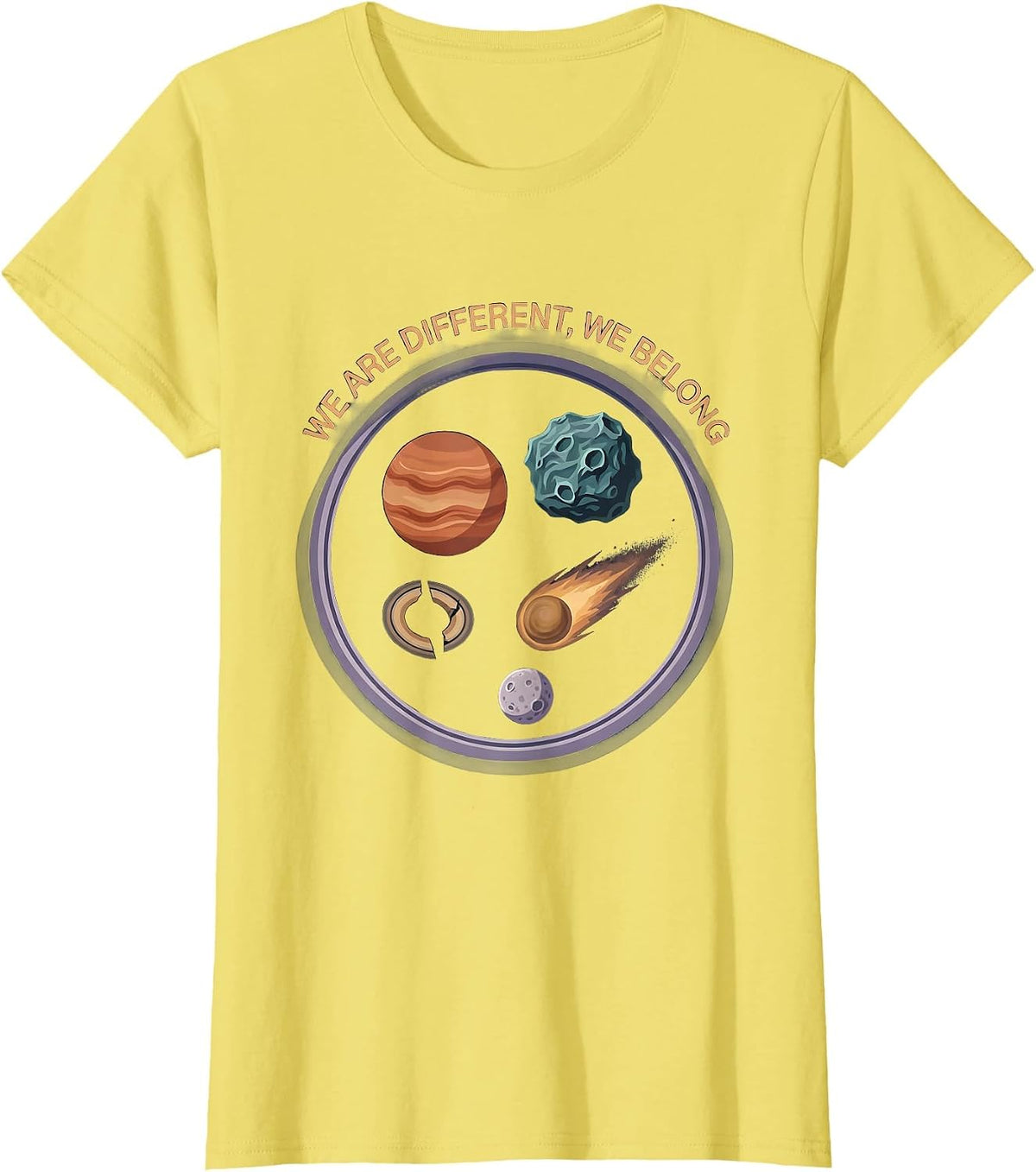 Women's We Are Different We Belong Neurodiverse Universe Special Ed T-Shirt - Lemon Yellow