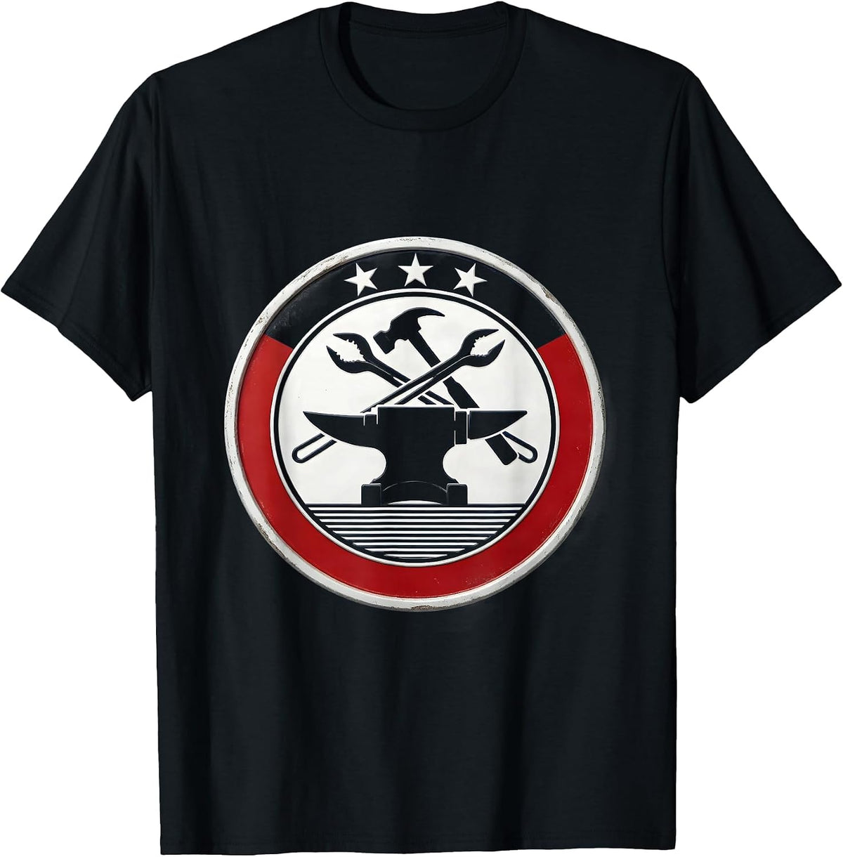 Men's Sealed Anvil Badge Patriotic Blacksmith Craft Pride T-Shirt - Black