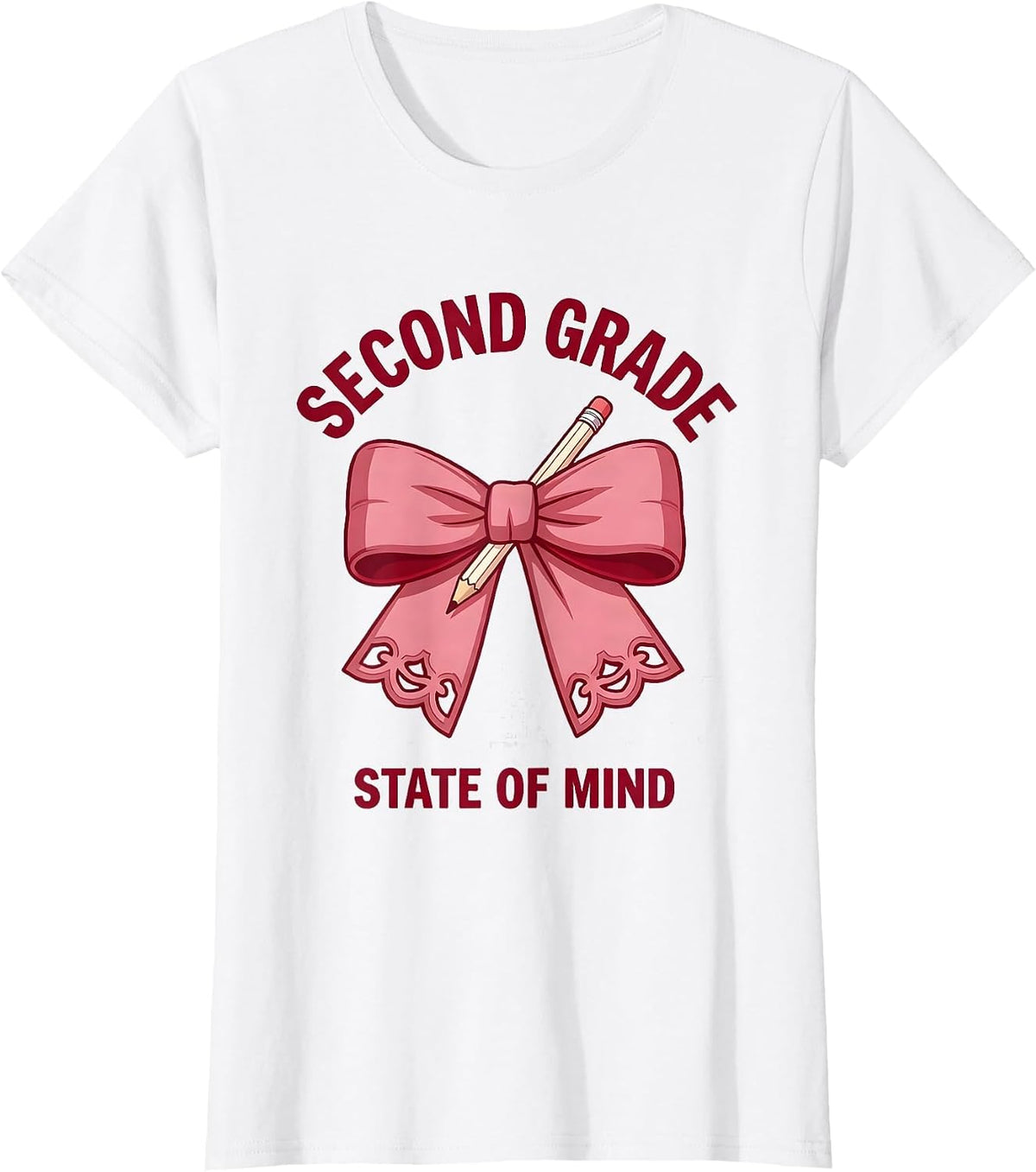 Second Grade State Of Mind Coquette Bow Back to School T-Shirt - White