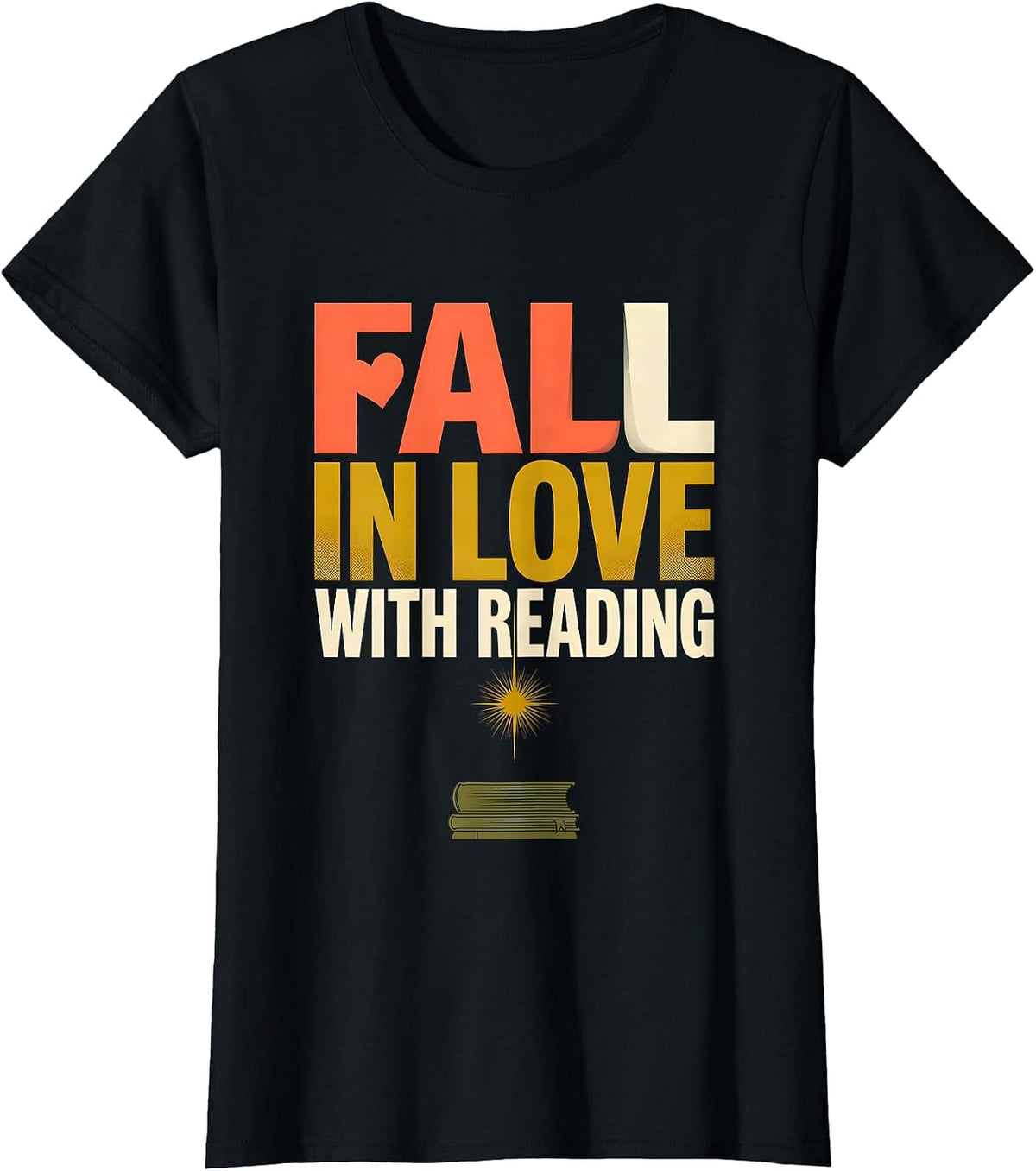 Fall In Love With Reading Midcentury Modern Teacher Book T-Shirt - Black