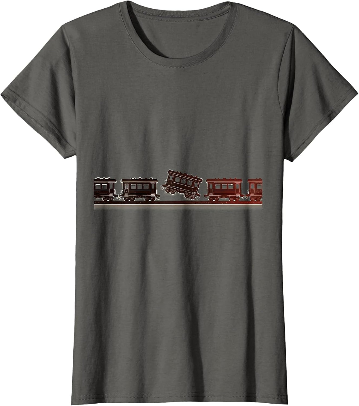 Women's Model Train Car Hoarding Funny Collector T-Shirt - Asphalt Grey