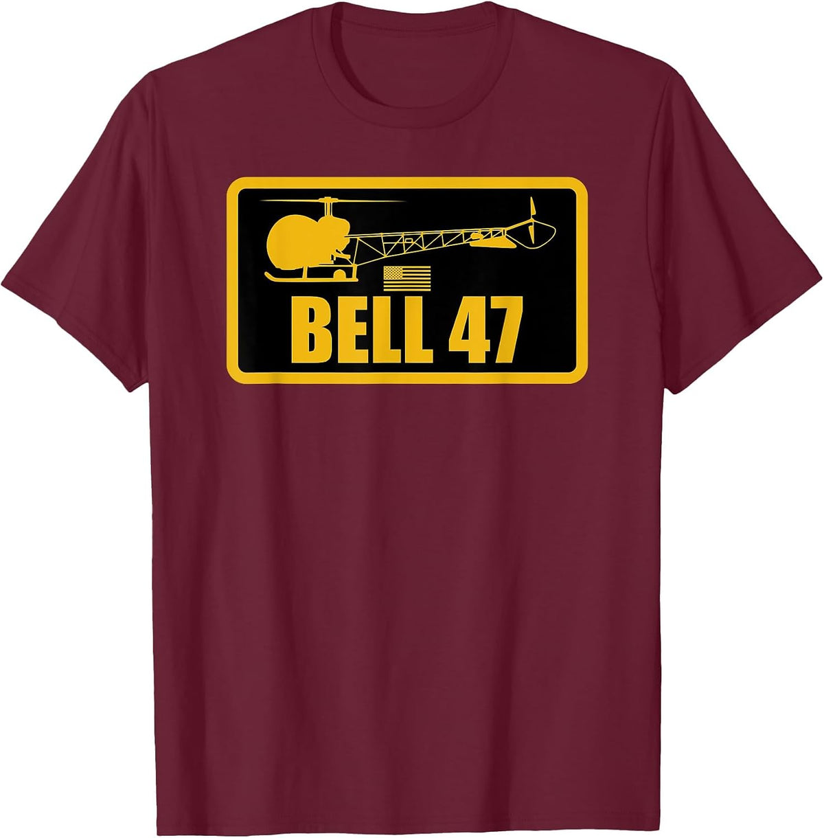Bell 47 Patch T-Shirt - Burgundy