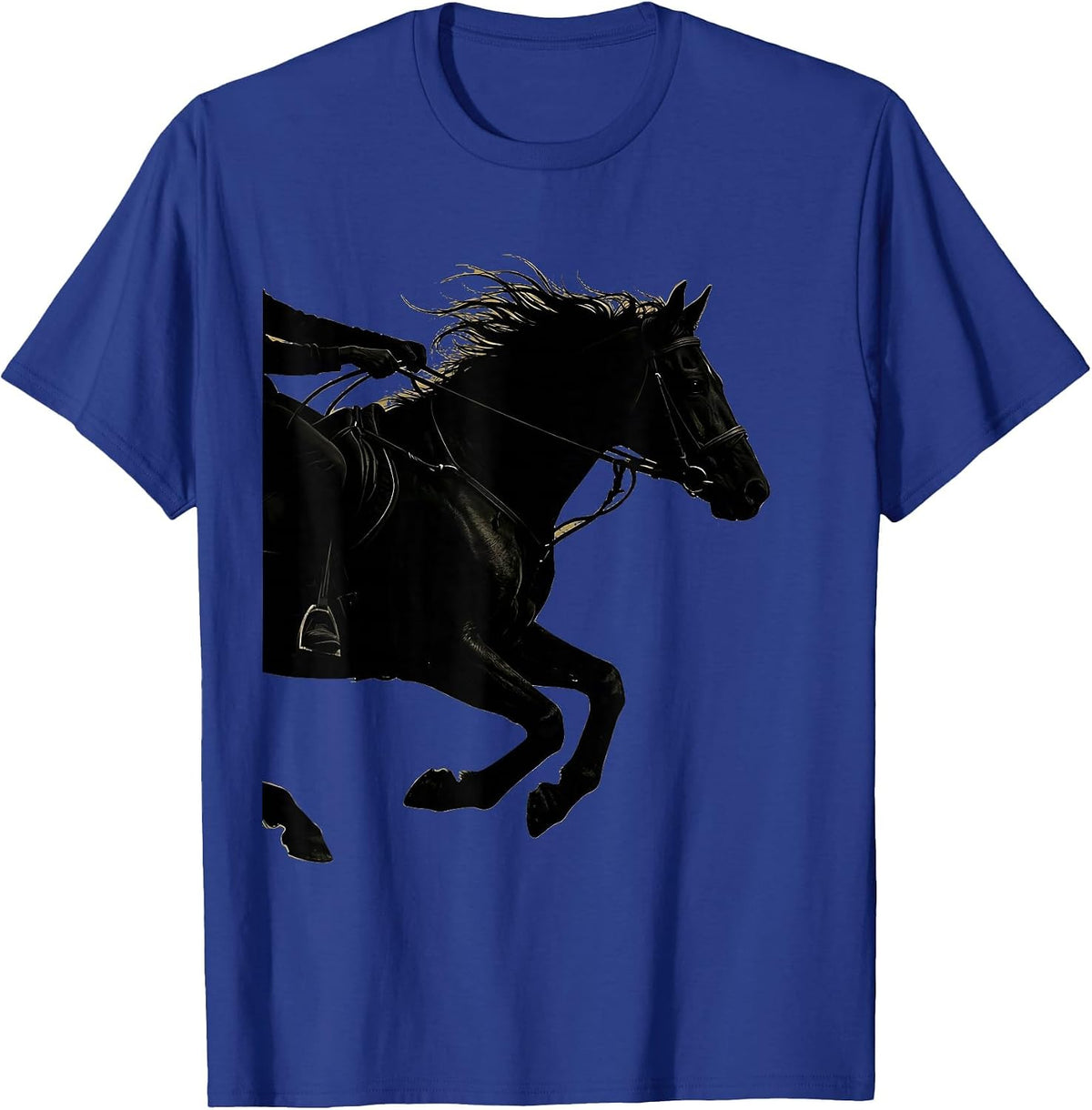 Galloping Horse Reins Grip Equestrian Illustration T-Shirt - Royal Blue
