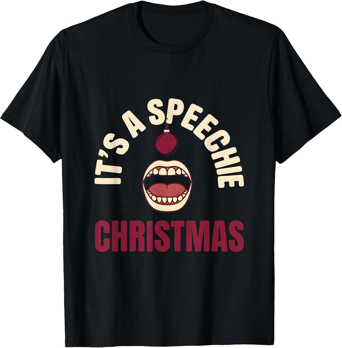 Men's It's a Speechie Christmas Funny SLP Speech Therapist Holiday T-Shirt - Black