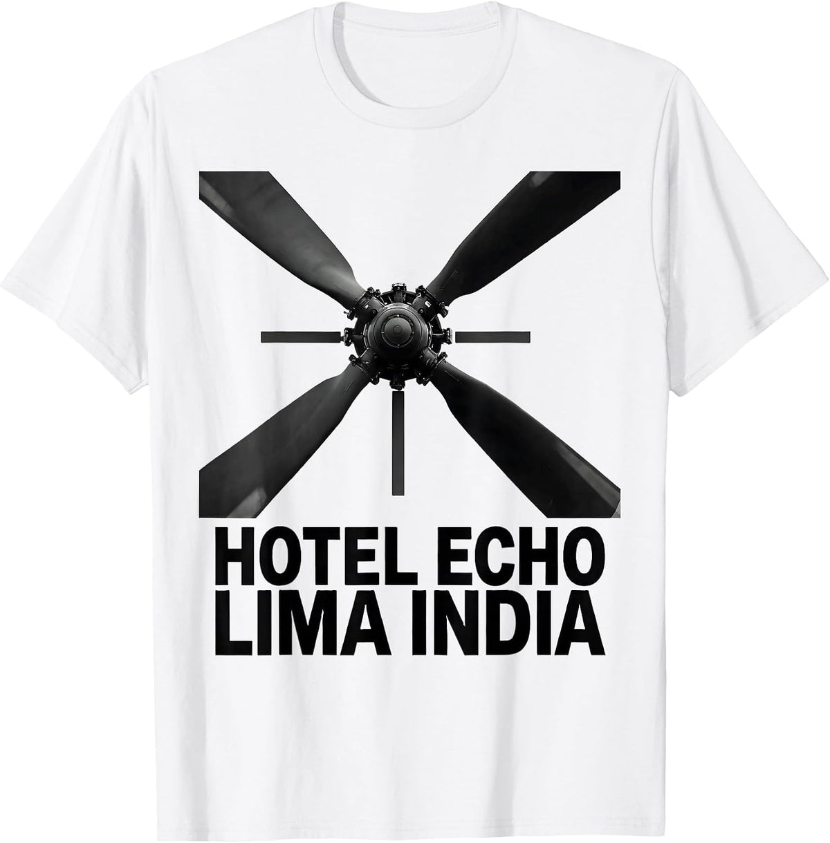Men's Hotel Echo Lima India Monochromatic Phonetic Alphabet Pilot T-Shirt - White