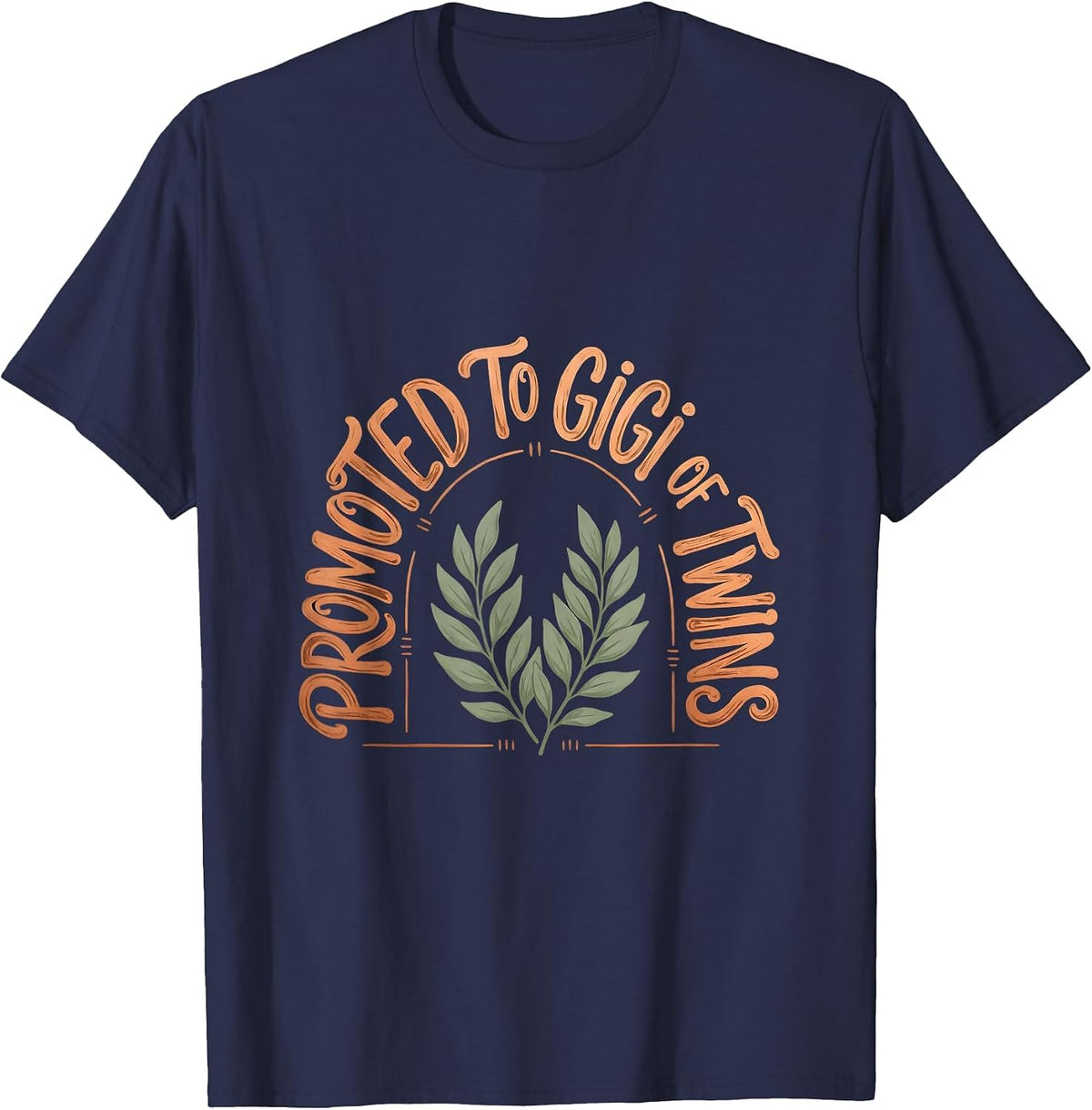 Promoted To Gigi Of Twins Boho Pregnancy Announcement T-Shirt - Navy Blue