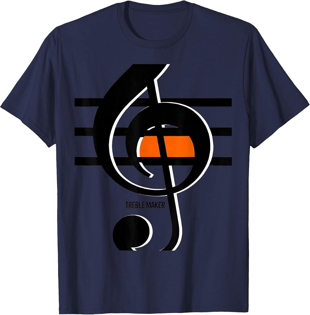 Treble Maker Brutalist Graphic Funny Music Lover Gift T-Shirt - Navy Blue
