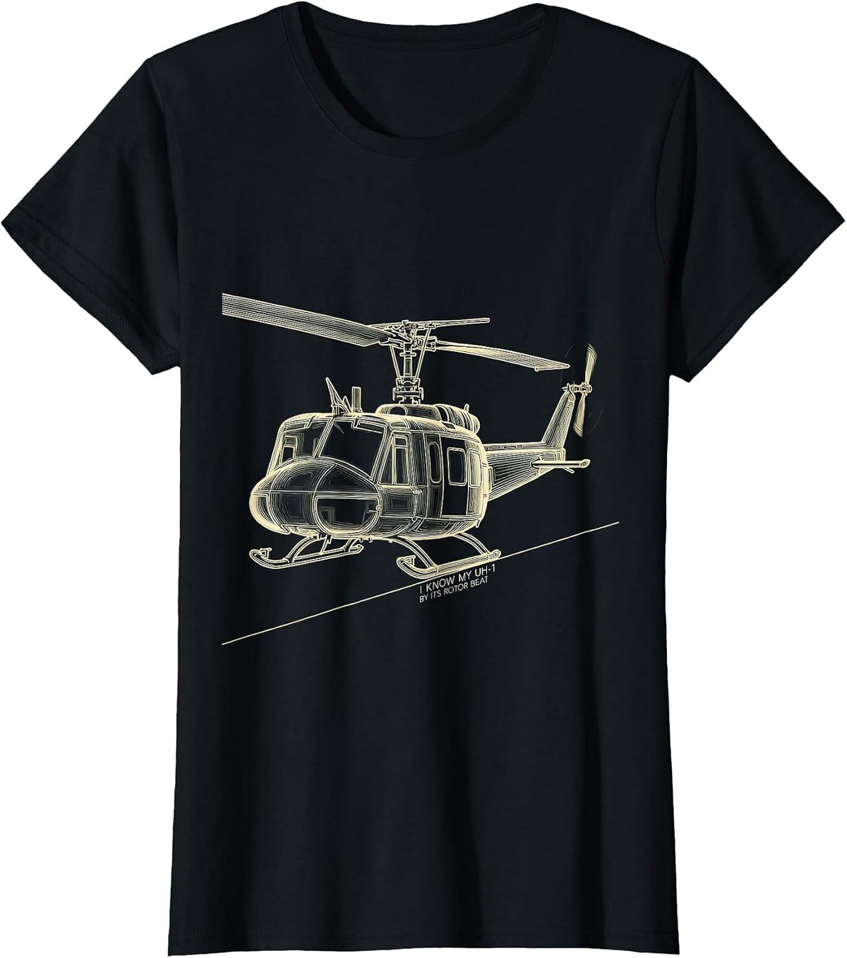 I Know My UH-1 By Its Rotor Beat Military Helicopter Pilot T-Shirt - Black