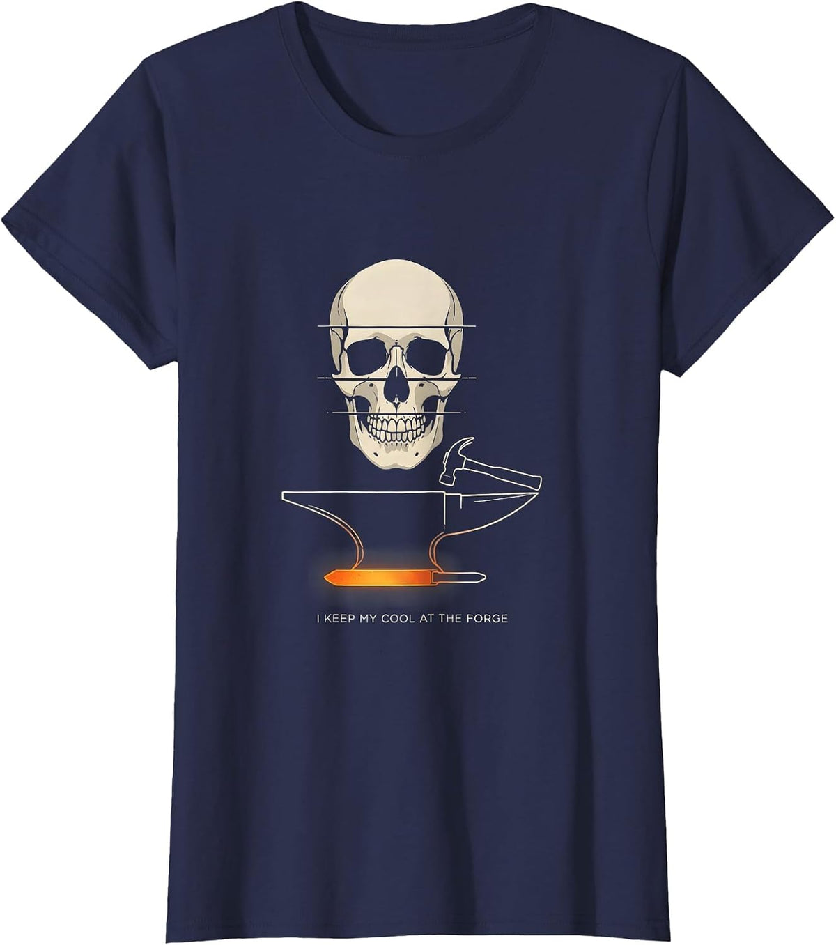 Women's I Keep My Cool At The Forge Funny Blacksmith Forge T-Shirt - Navy Blue