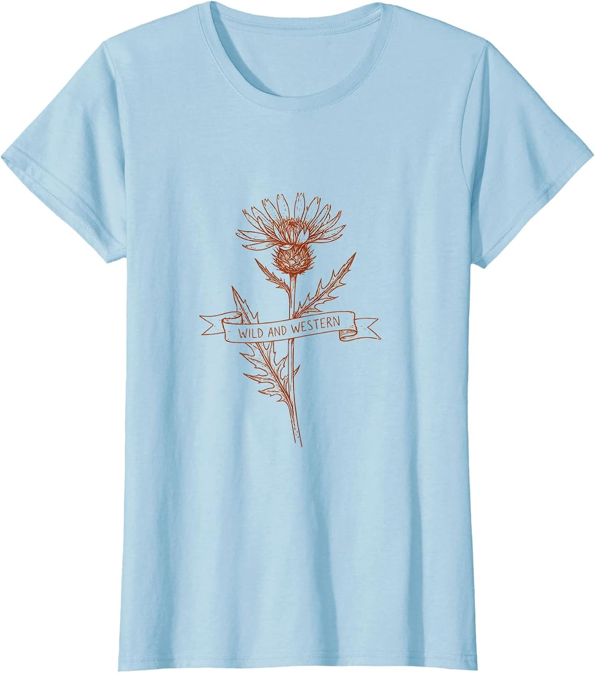 Wild and Western Cowgirl Graphic Design T-Shirt - Baby Blue