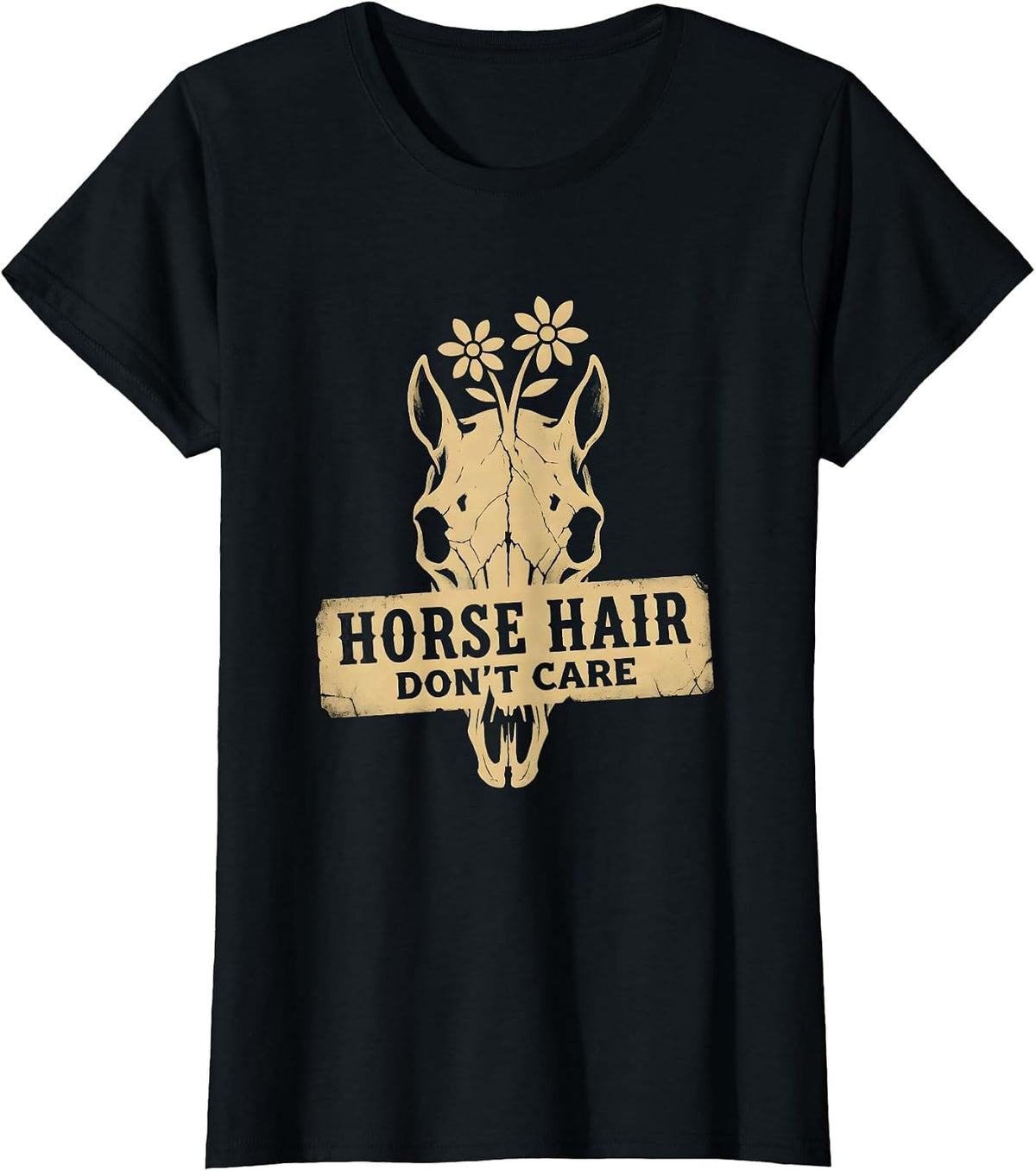 Horse Hair Don't Care Funny Equestrian Design T-Shirt - Black