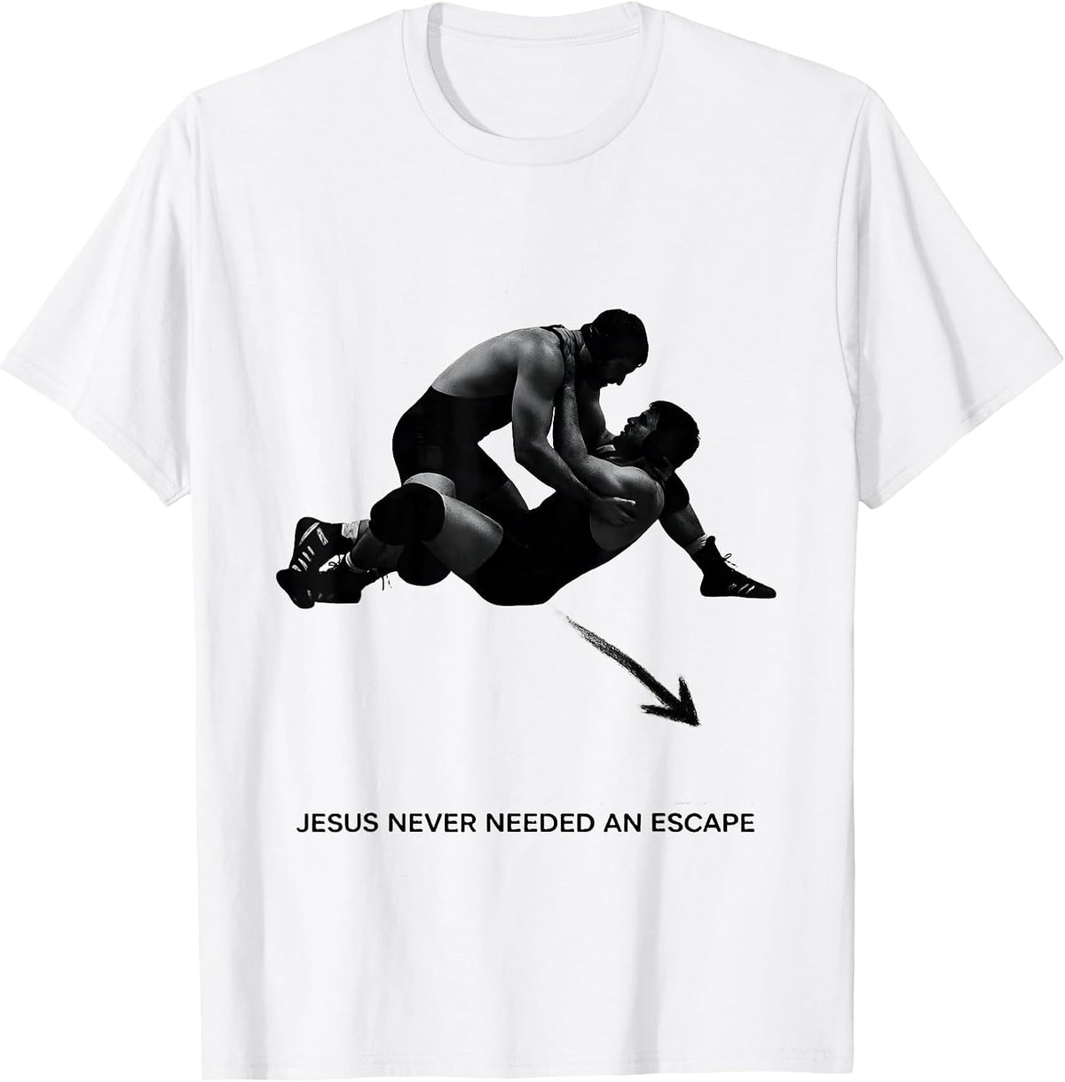 Men's Jesus Never Needed An Escape Christian Wrestling Youth T-Shirt - White