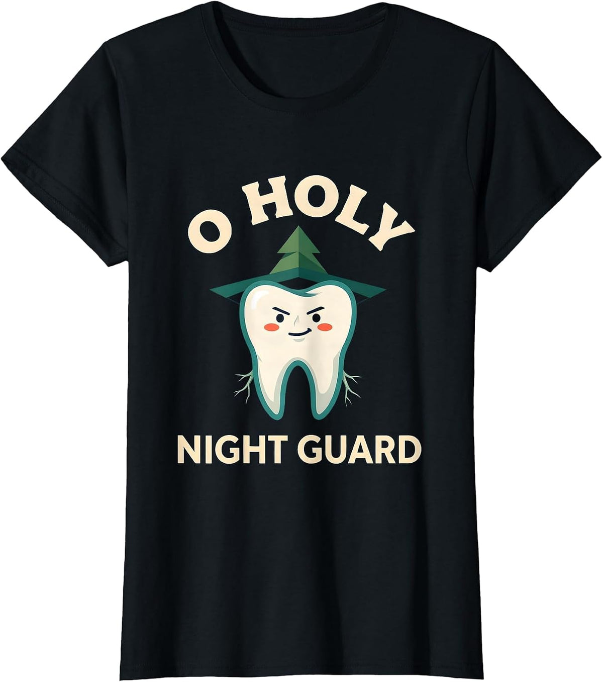 O Holy Night Guard Funny Dental Christmas Dentist Tooth T-Shirt - Black