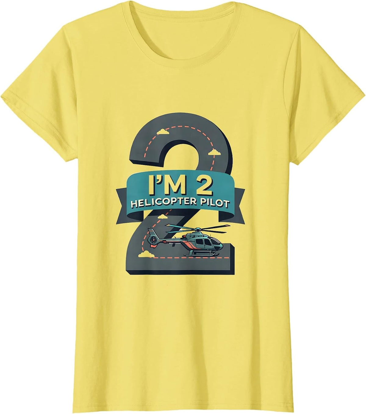 I'm 2, Helicopter Pilot Boys Birthday Airplane Party T-Shirt - Lemon Yellow