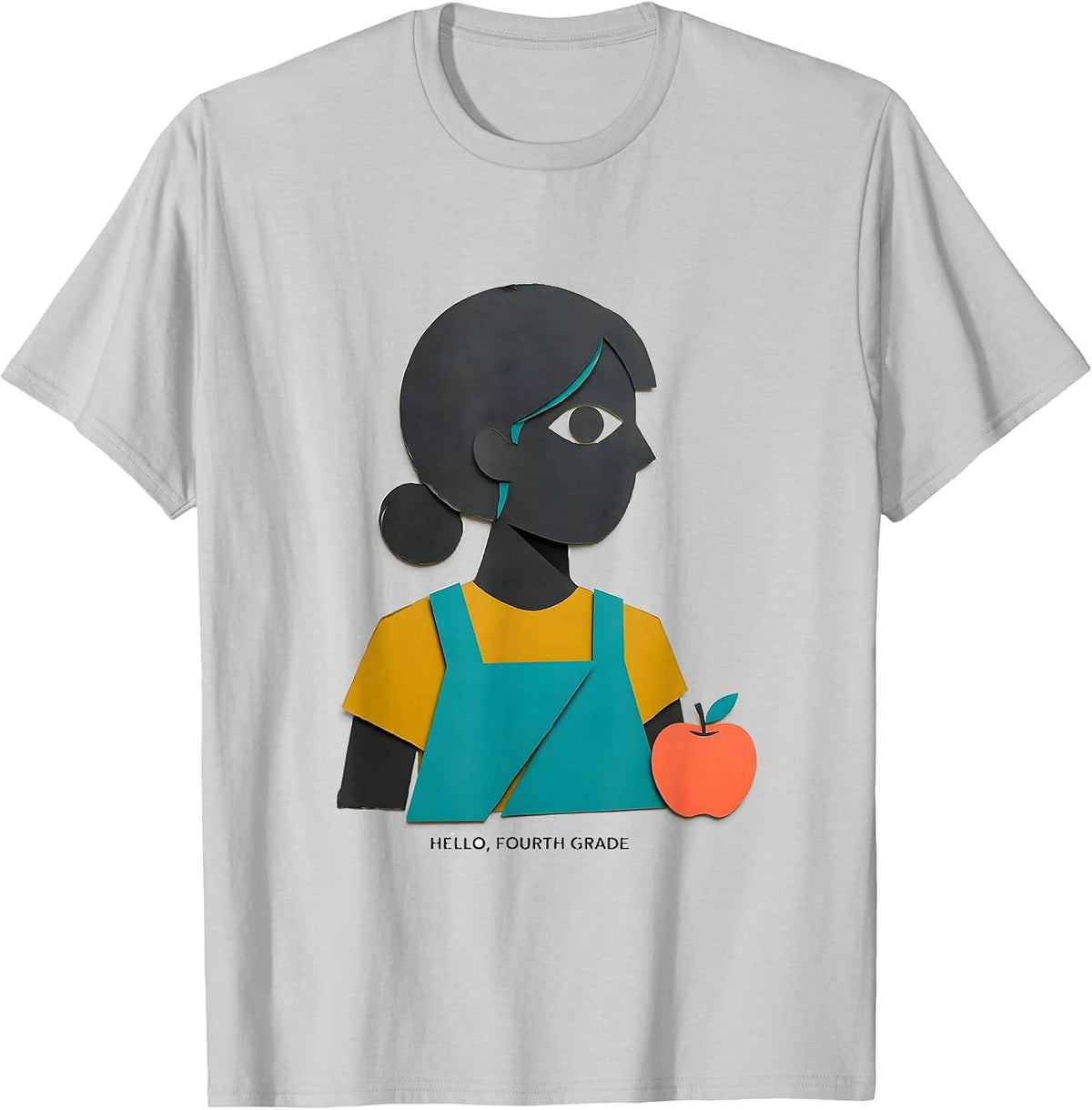 Men's Hello, Fourth Grade Midcentury Modern Back To School Girl T-Shirt - Silver Grey