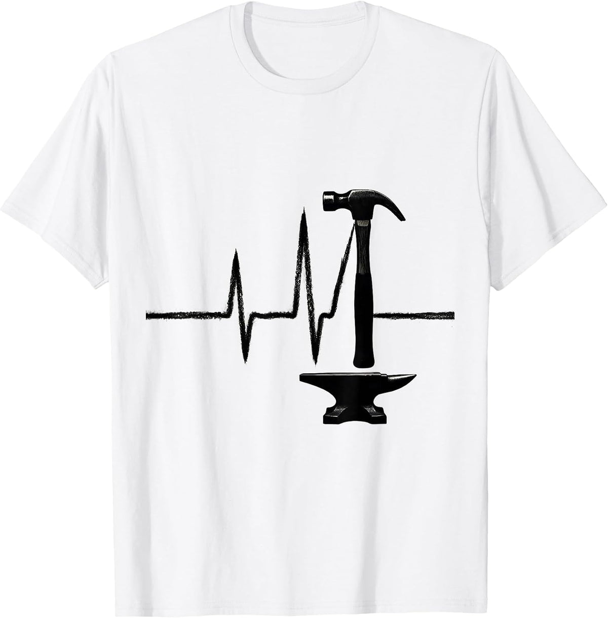 Men's Blacksmith Hammer Pulse Line Hobbyist Occupation Humor T-Shirt - White