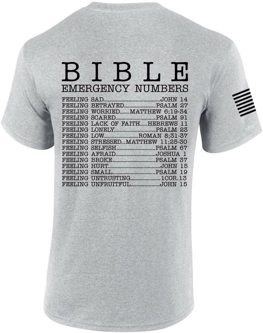 Trenz Shirt Co. Bible Emergency Numbers Tee - Sports Grey