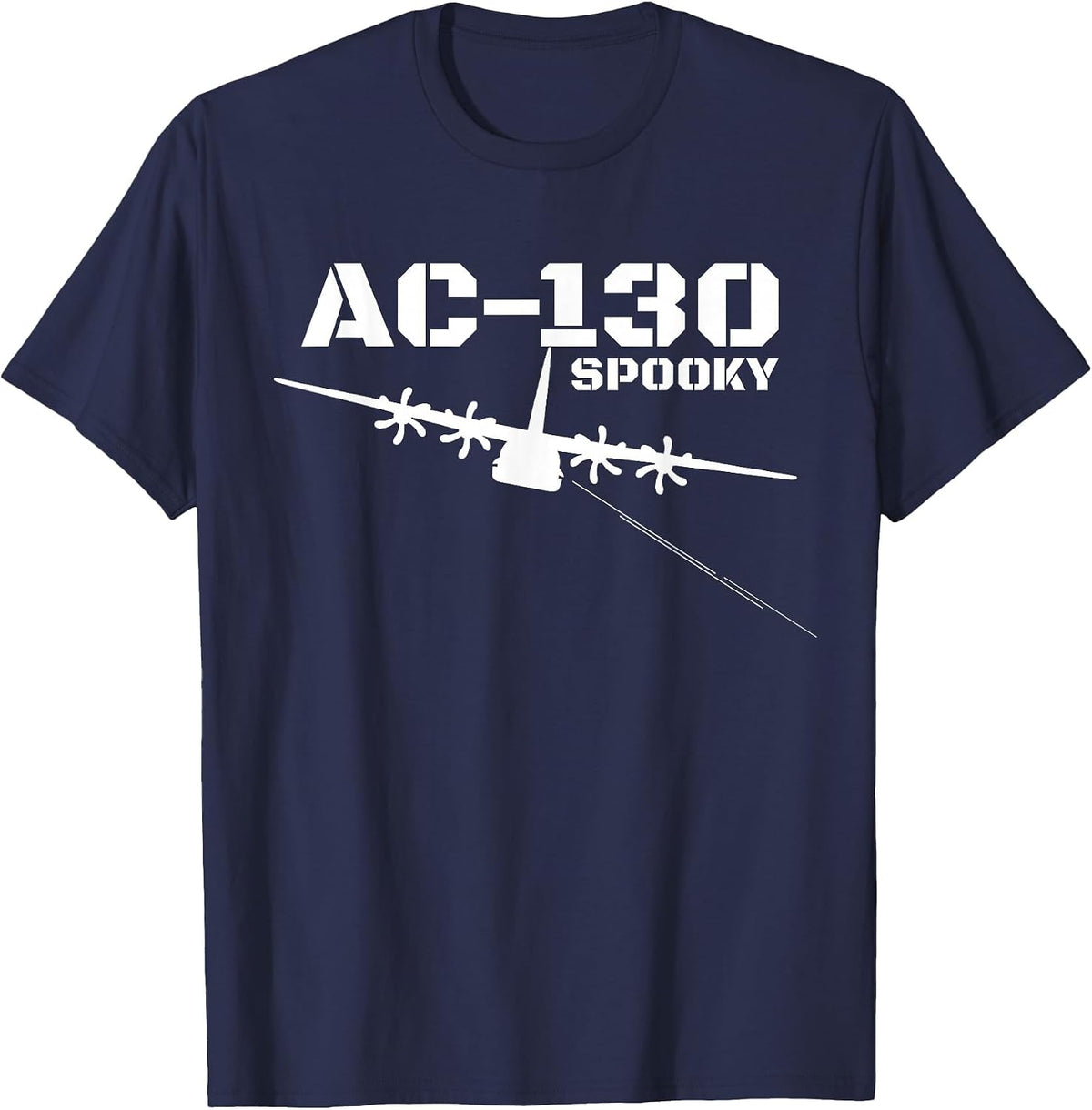 AC-130 Spooky Gunship Military Airplane Spooky C130 T-Shirt - Navy Blue