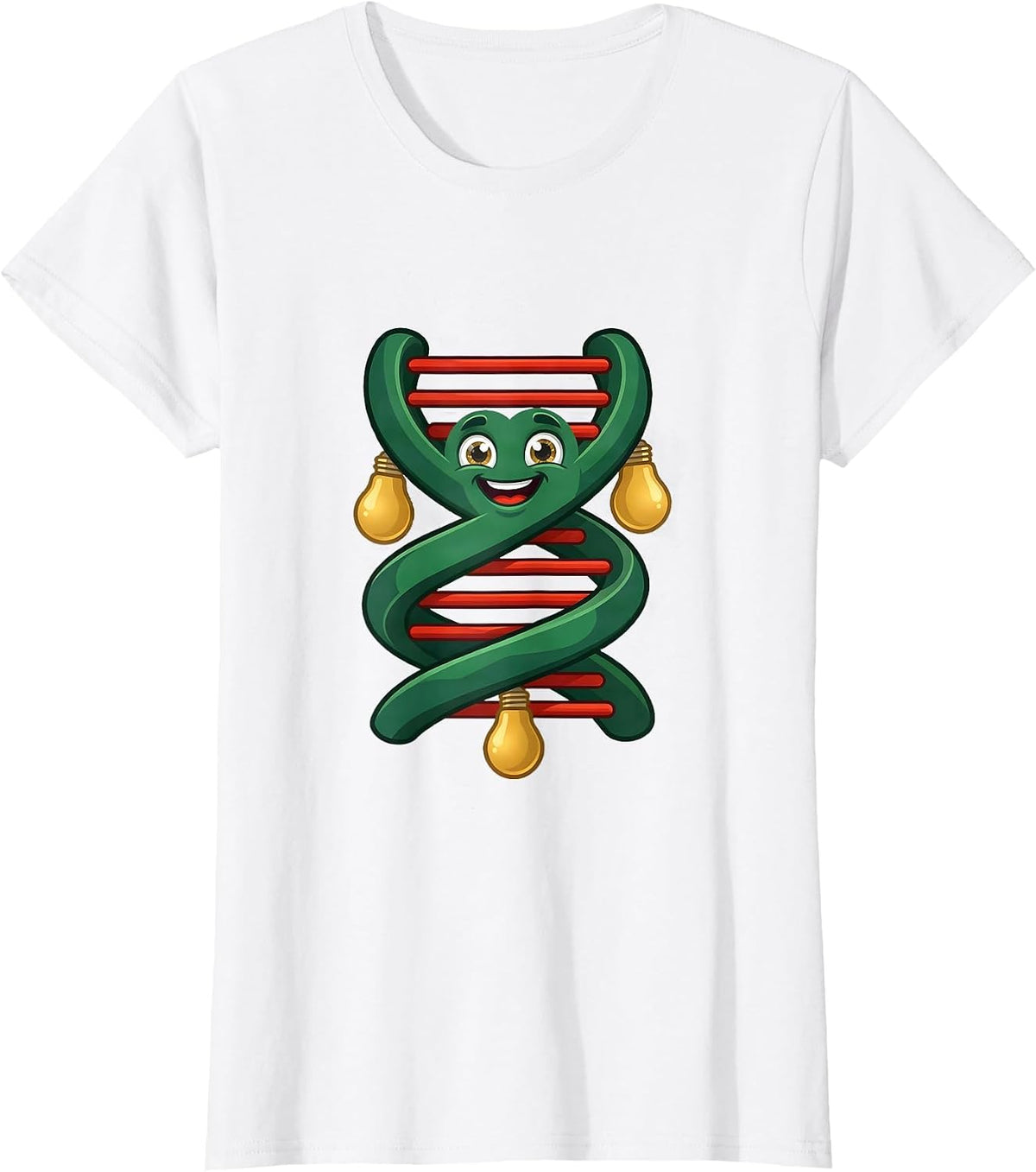Women's DNA Garland Creature Science Teacher Christmas Humor T-Shirt - White