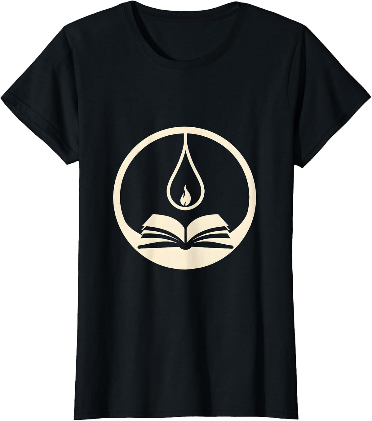 Reading Teacher Glowing Lantern Open Book Illustration T-Shirt - Black