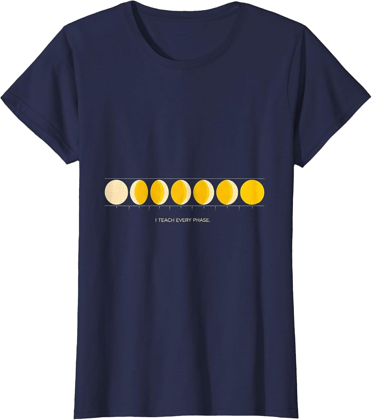 Women's I Teach Every Phase Geometric Science Teacher Moon Phase T-Shirt - Navy Blue