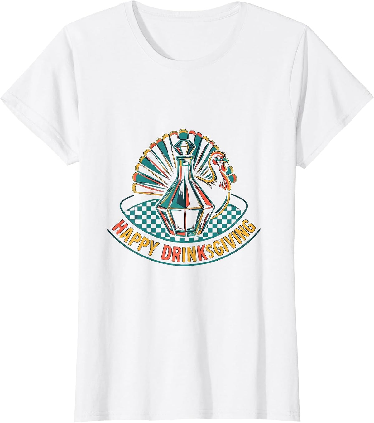 Happy Drinksgiving Funny Bourbon Whiskey Cocktail Drinker T-Shirt - White