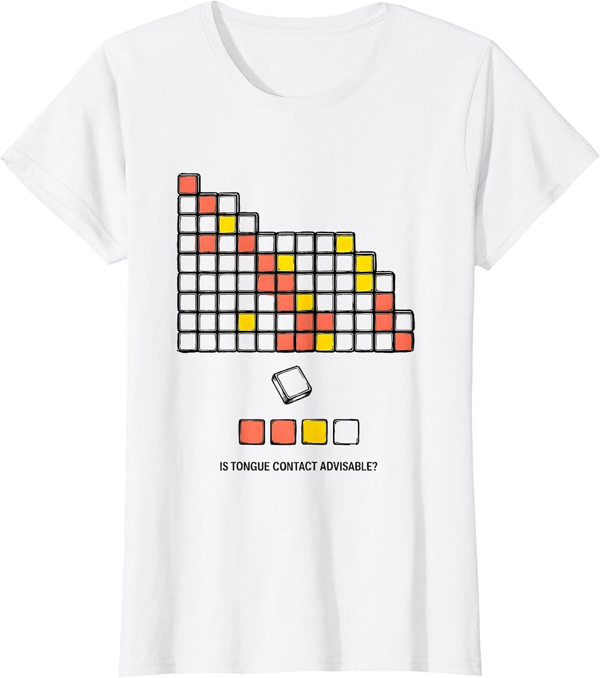 Women's Is Tongue Contact Advisable? Funny Periodic Table Science T-Shirt - White